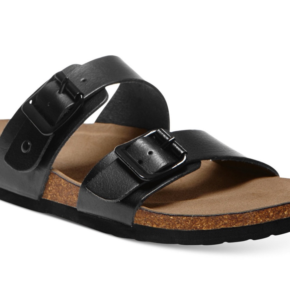 Black Double Strap Sandals